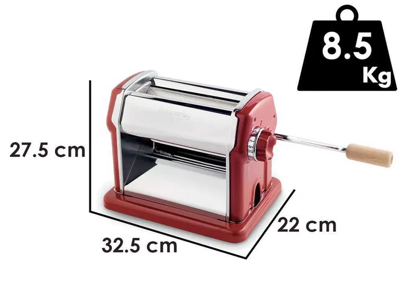 Imperia Gran Gourmet Rosso - Laminoir - Machine à pâtes manuelle en INOX