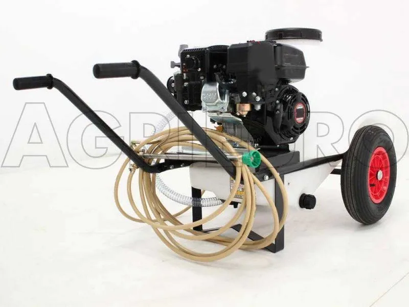Groupe motopompe de pulvérisation Comet MTP MC 25 - Loncin 148F-2 sur chariot réservoir 120 lt avec crochet