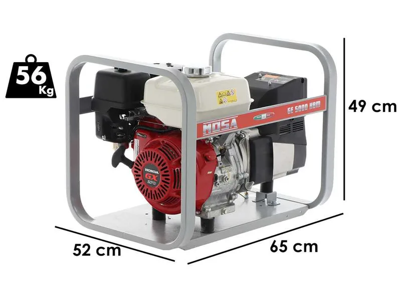 MOSA GE 5000 HBM AVR - Groupe électrogène à essence avec AVR 4.5 kW - Continu 3.6 kW Monophasé - Moteur Honda GX270