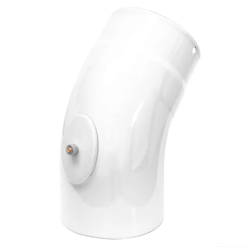 Coude de conduit de fumée / Coude de tuyau de poêle émaillé 150 mm - Coude lisse à 45° blanc avec ouverture de nettoyage