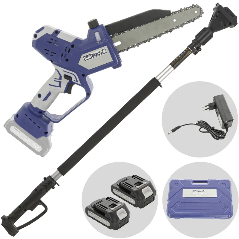 BullMach AION 20 - Élagueuse sur batterie + perche télescopique 130-200 cm - 2x21 V 2 Ah