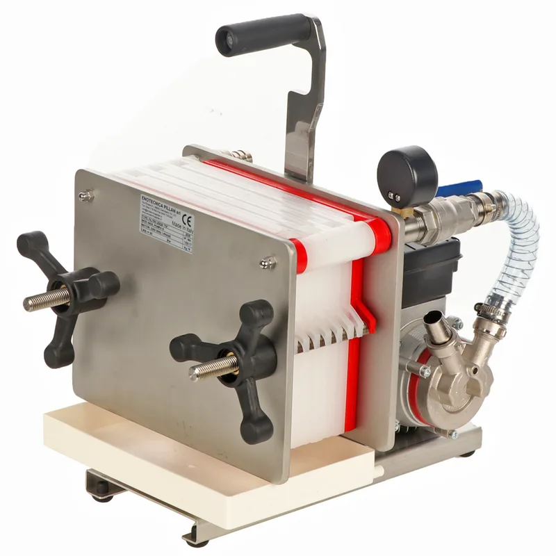 Enotecnica Pillan FC8 - Filtre à vin professionnel pour 8 cartons 20x20 cm - Châssis INOX et pompe NOVAX