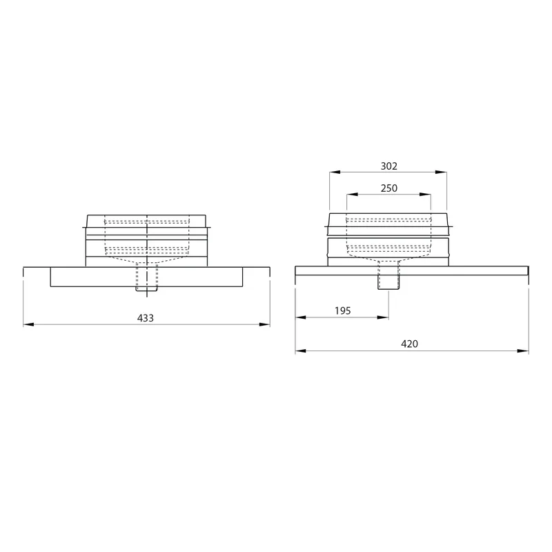 Opsinox support mural pour cheminée en acier inoxydable de 250 mm avec évacuation des condensats MSDC-D