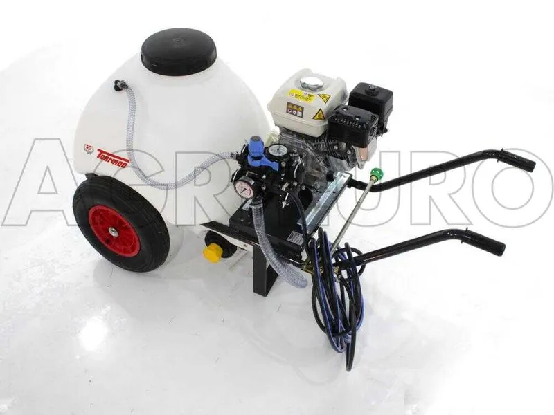 Groupe motopompe de pulvérisation Comet MC 25 - Honda GP 160 et chariot avec cuve 120 l avec crochet