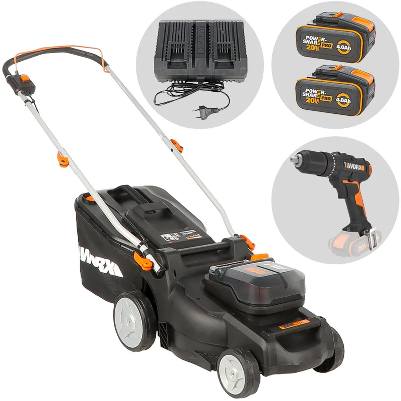 Worx Nitro WG737E - Tondeuse à gazon sans fil - 2x20V/4Ah - Coupe 37cm