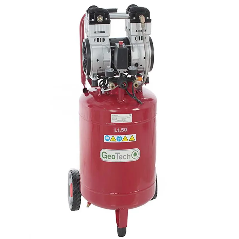 GeoTech S-AC50V-10-15C - Compresseur électrique oilless - Moteur 1.5 CV - 50 L Vertical silencieux