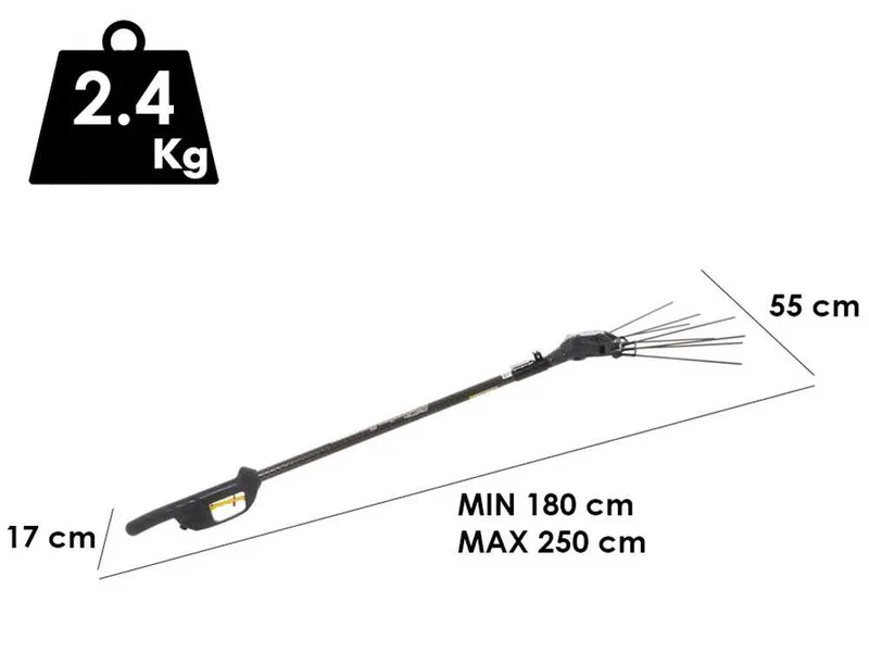 Zanon Karbonium PRO AL 200 - Peigne vibreur électrique à batterie dorsale 50.4V 5Ah - Perche télescopique 170/250 cm