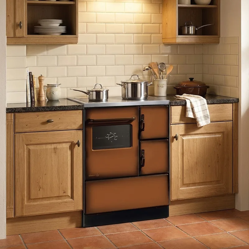 Wamsler K 118 Cuisinière à bois à gauche marron avec plaque en acier