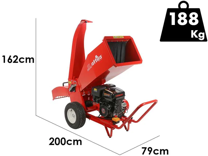 Attila ATS 1300 DLE - Broyeur de branches thermique - Moteur Loncin de 420 cm³ avec démarrage électrique - Double configuration d'éjection