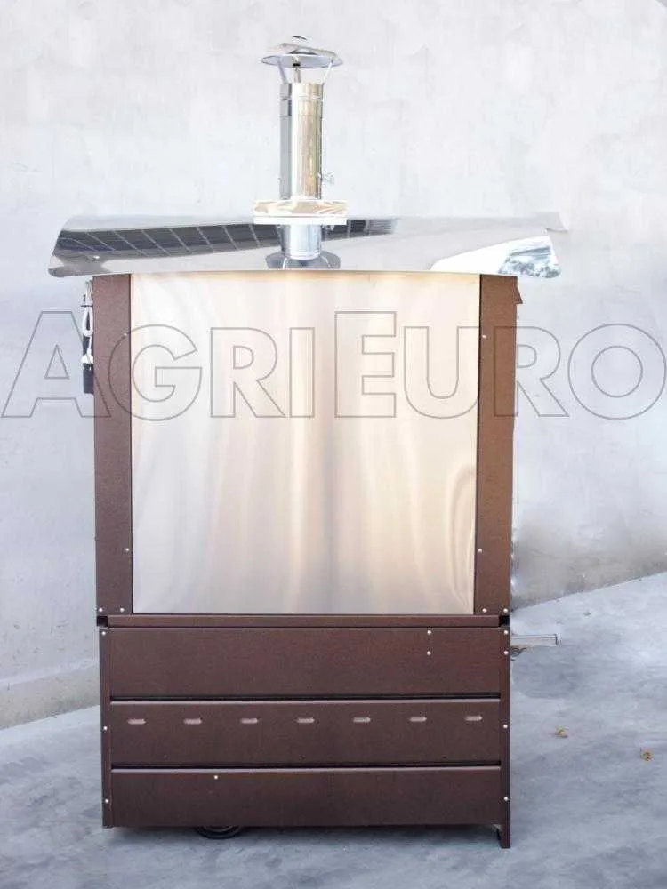 AgriEuro Maximus 100 Deluxe EXT Inox - Four à bois en acier d'extérieur - Cuivre émaillé