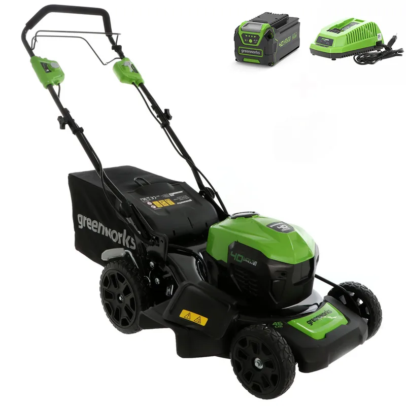Greenworks GD40LM46SPK4 - Tondeuse à gazon électrique à batterie 40V/4Ah - Coupe 46 cm