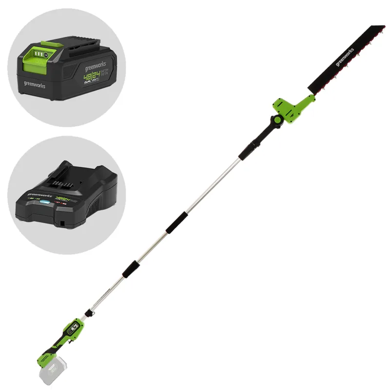 Greenworks G48PHTII - Taille-haie sans fil sur perche de rallonge - 48V 2Ah