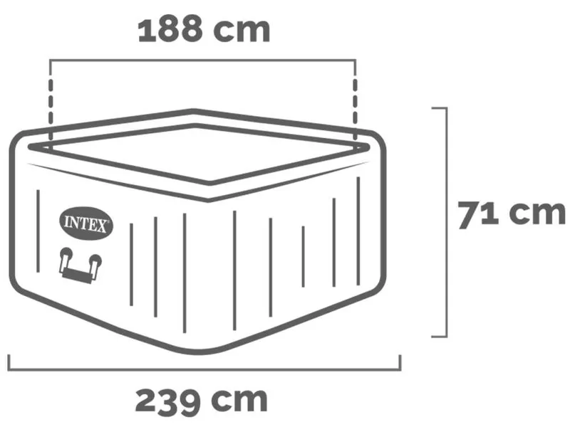 Intex Carrée Greystone Deluxe 28452NP - Ø196x71 cm - Spa gonflable à hydromassage