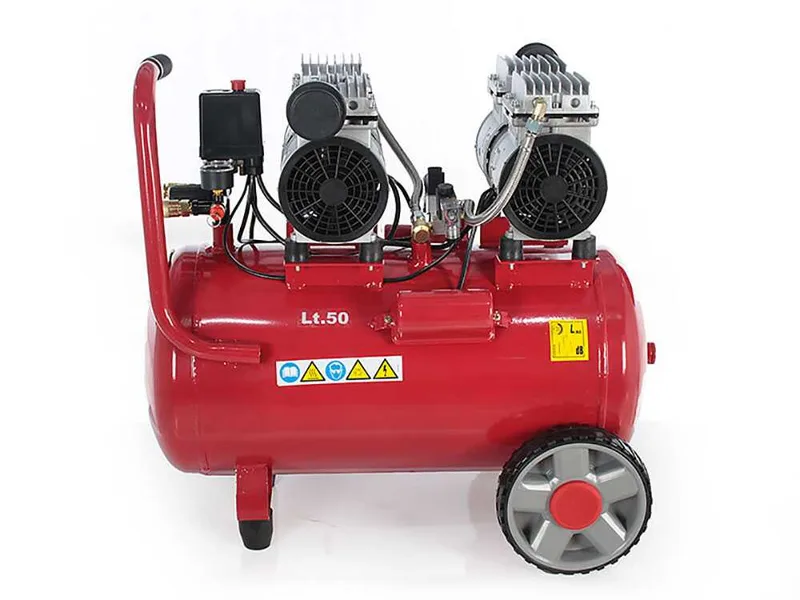 GeoTech S-AC50-8-10x2 - Compresseur d'air électrique silencieux à double culasse 50 L oilless - 2 CV