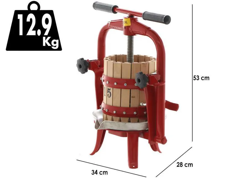 Baesso F15 - Pressoir à vis pour fruits et légumes 6 L – Cage en bois