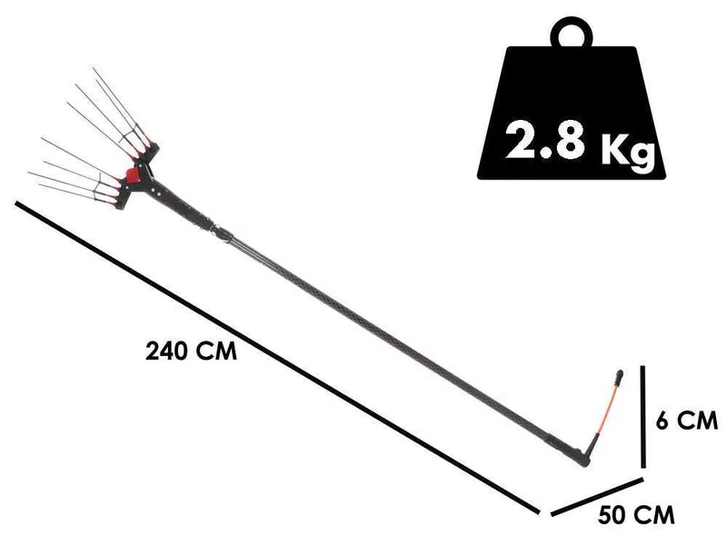 Castellari Vertigo Carbon L 30V - Peigne vibreur électrique à batterie de type automobile avec câble inclus - Perche télescopique en carbone 240/320 cm
