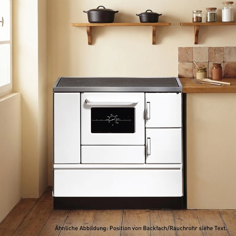 Wamsler K 138 Cuisinière à bois à droite blanc avec plaque vitrocéramique