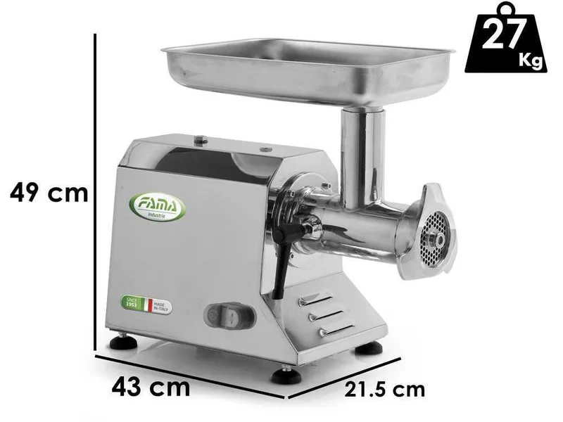 Fama TIK22 UNIKO - Hachoir à viande électrique - Corps et groupe de hachage en acier inox - 230V