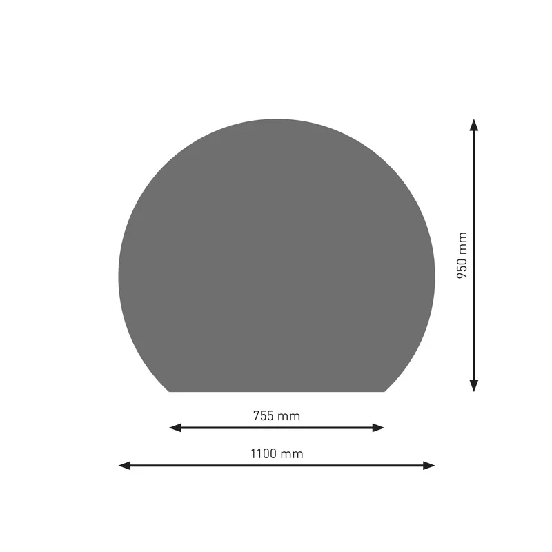 Plaque de sol Raik B7, section circulaire, gris moulé, revêtement en poudre, 1100 x 950 mm