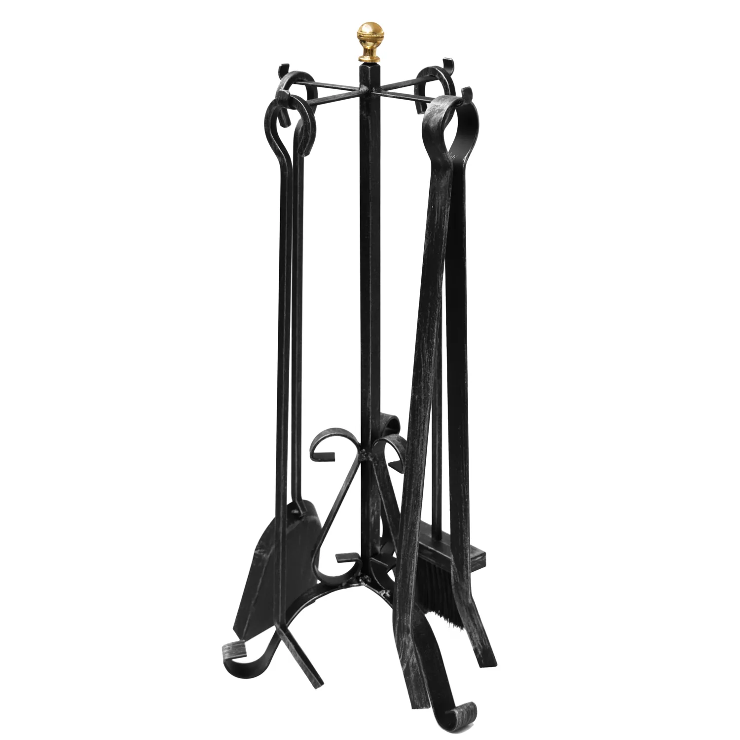 Raik Ensemble d'outils de cheminée Heinrich, 4 pièces, fer forgé, 64 cm