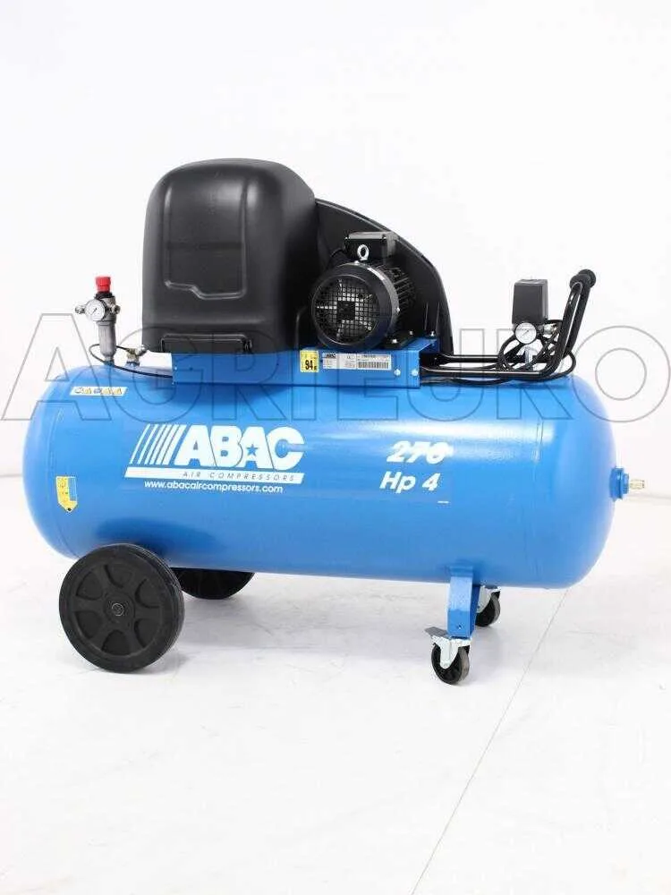Abac silent A39B 270 CT4 - Compresseur d'air électrique triphasé par courroie silencieux - Moteur 4 CV - 270 litres