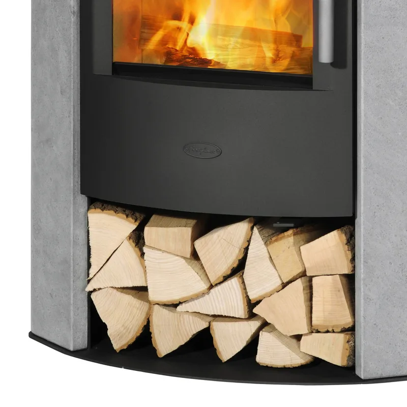 Fireplace Malta Poêle à bois d'angle Acier Noir | Pierre ollaire