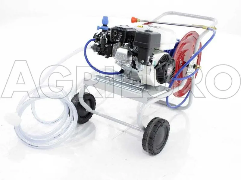 Groupe motopompe de pulvérisation Comet MC 25 moteur à essence Honda GP 160 et chariot