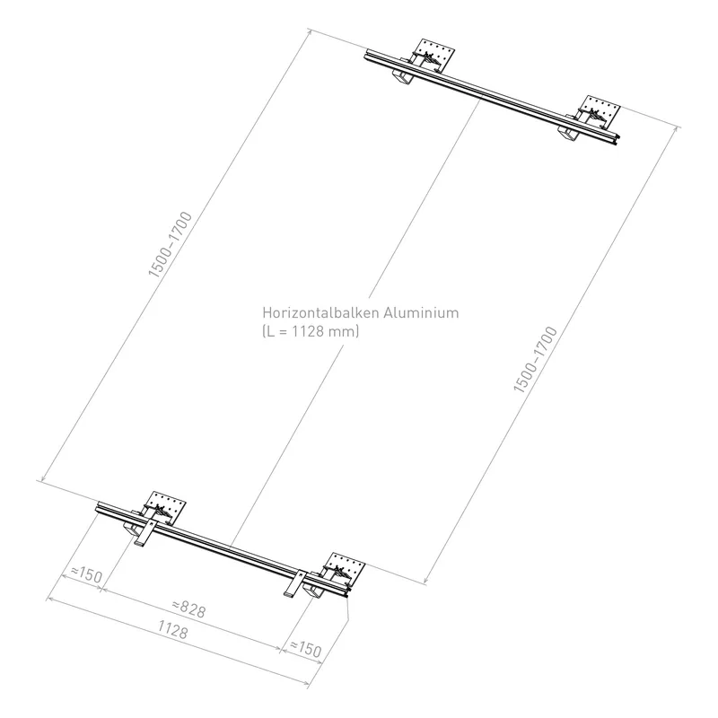 Sunex Standard Kit de montage pour toit incliné 25-60 degrés pour 1 collecteur solaire AMP 2.0