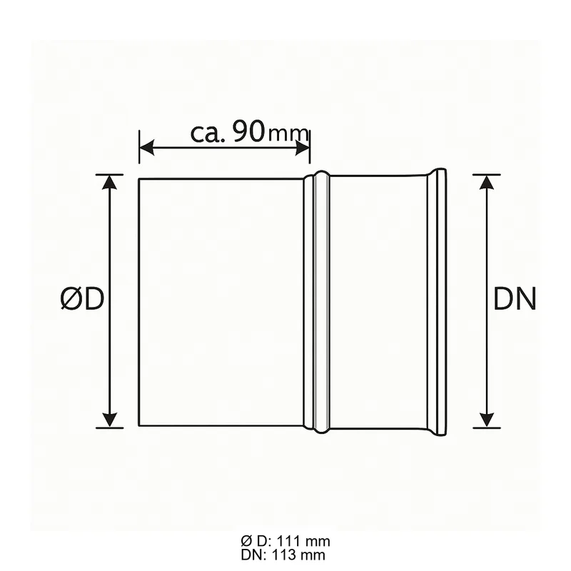 Schiedel PRIMA PLUS raccord chaudière emboîté Ø113 mm simple paroi mat