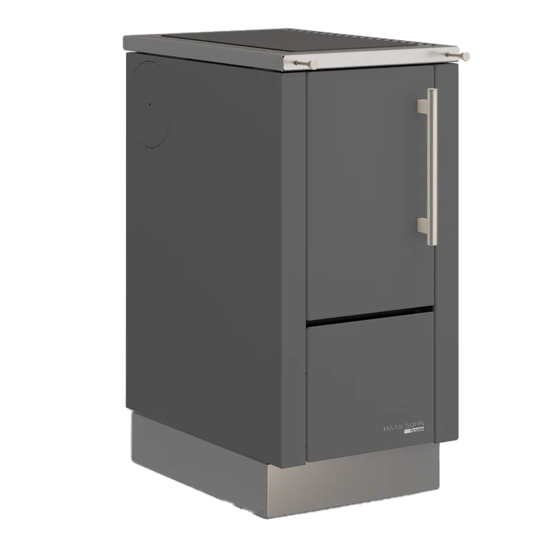 Haas+Sohn HS 40 sans vitre cuisinière à bois anthracite cadre de cuisinière acier inoxydable plaque de cuisson en acier