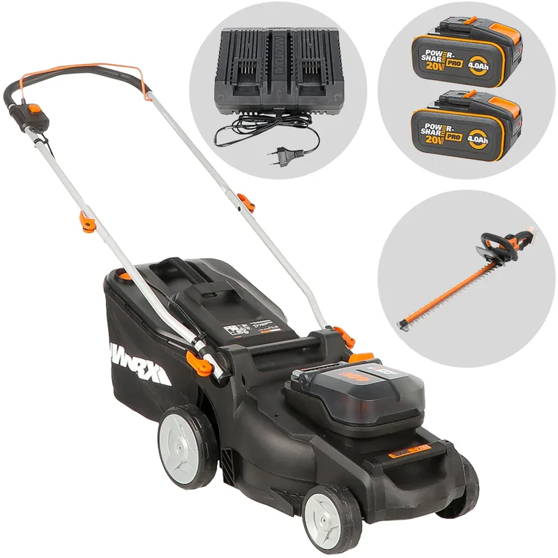 Worx Nitro WG737E - Tondeuse à gazon sans fil - 2x20V/4Ah - Coupe 37cm