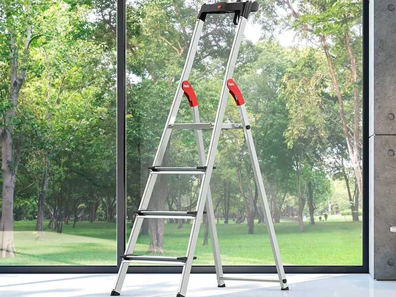 Hailo ProfiStep XXL, 4 marches, 1.46 m - Échelle en aluminium avec tréteau