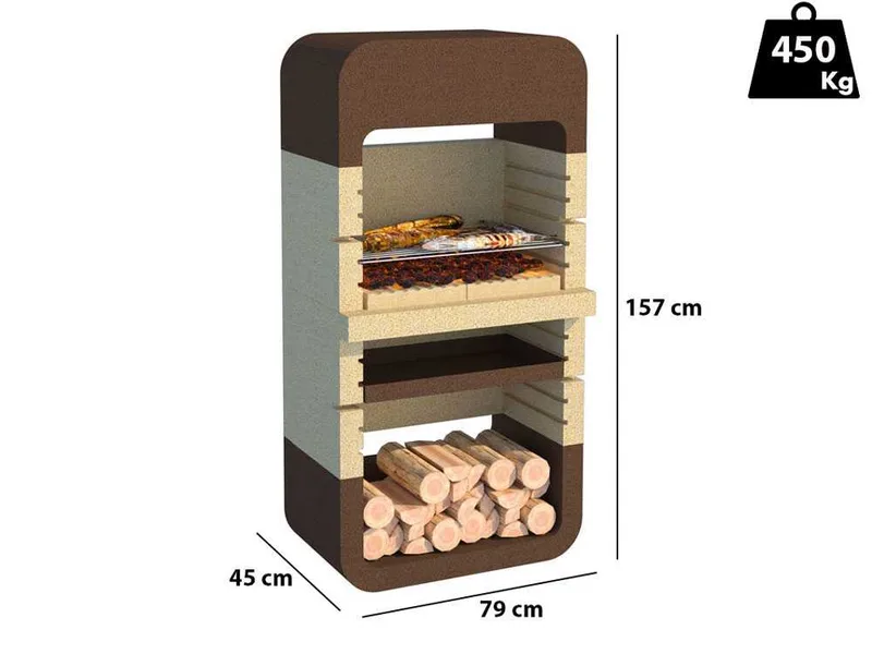 Linea VZ Monopoli - Barbecue à bois et charbon en maçonnerie