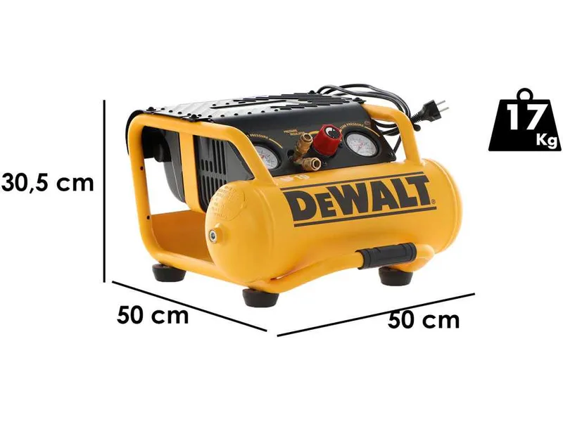 DeWalt DPC10RC-QS - Compresseur d'air électrique portatif monophasé, oil-less - Moteur 2 CV - 10 L