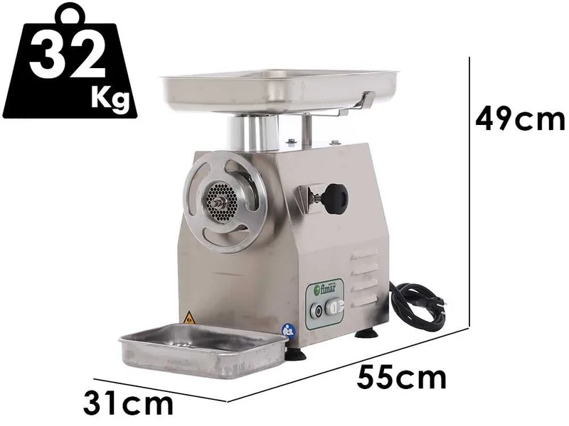 Fimar 22RG - Hachoir à viande électrique - 230 V - 1.5 CV - Groupe de hachage en aluminium - Avec inverseur de marche