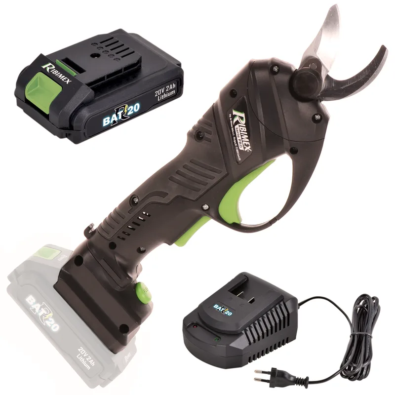 Ribimex PRBAT20/SEC - Sécateur de taille électrique - 20 V/2 Ah - Diamètre de coupe 25 mm