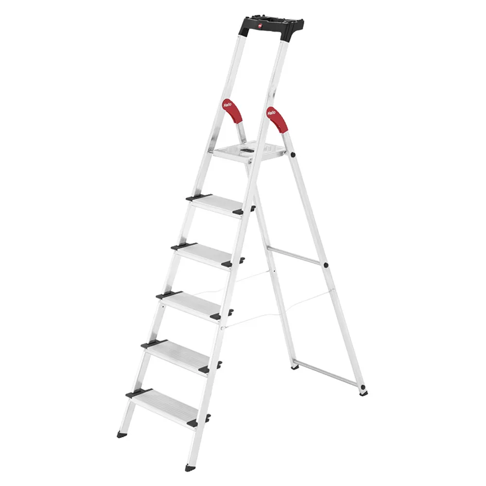 Hailo ProfiStep XXL, 6 marches, 1.90 m - Échelle en aluminium avec tréteau
