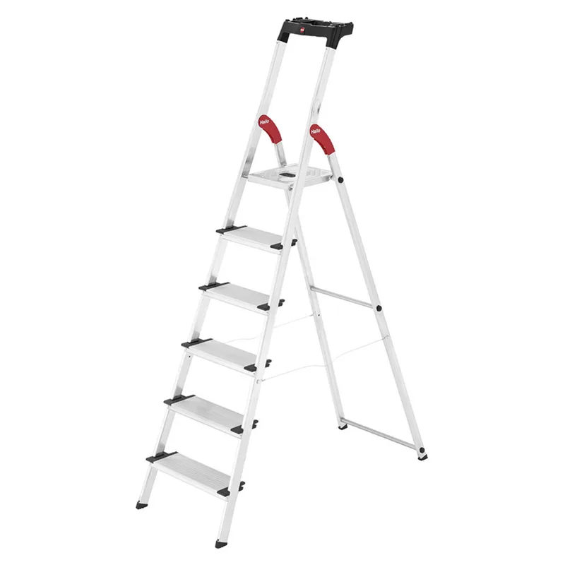 Hailo ProfiStep XXL, 6 marches, 1.90 m - Échelle en aluminium avec tréteau