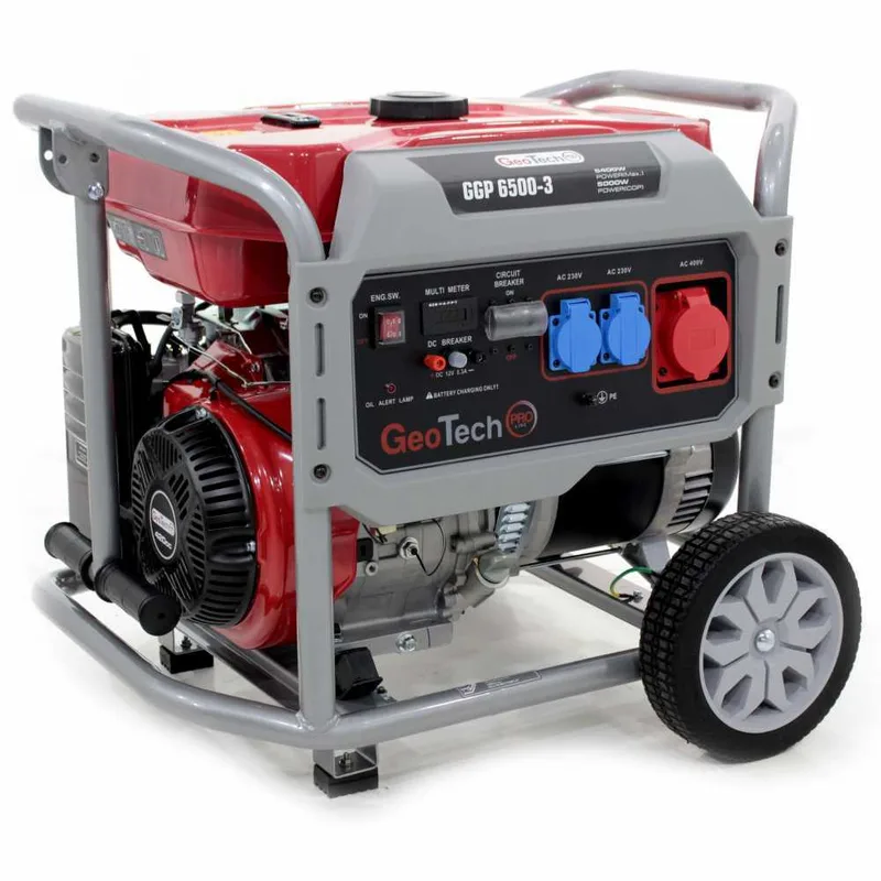 GeoTech Pro GGP 6500-3 - Groupe électrogène sur chariot avec AVR 5.5 kW - Continue 5 kw Triphasé