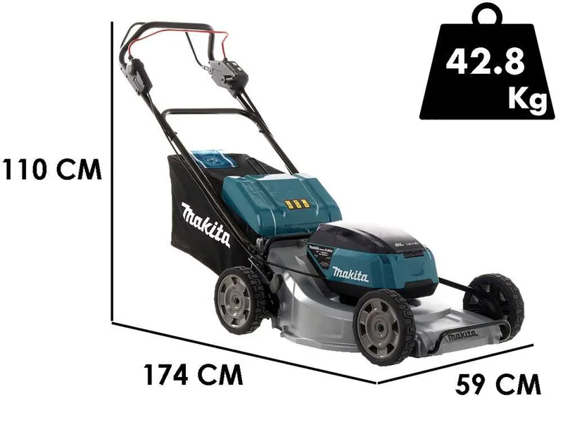 Makita DLM533 - Tondeuse à gazon tractée à batterie - 4x18V/5Ah - Coupe 53 cm