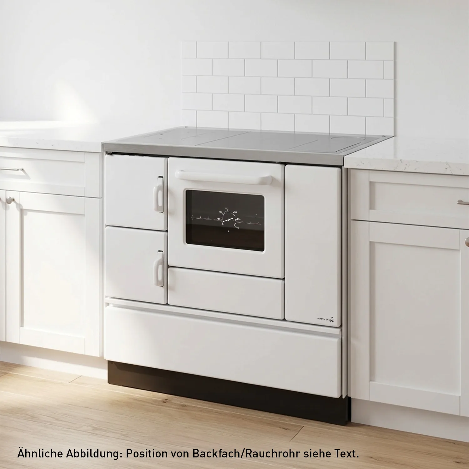 Wamsler K 138 Cuisinière à bois à gauche blanc avec plaque en acier