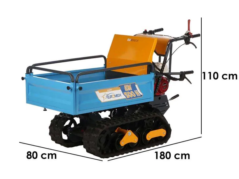 EuroMech EM500H-Agri - Brouette à moteur sur chenilles avec benne extensible - débit de 500 Kg