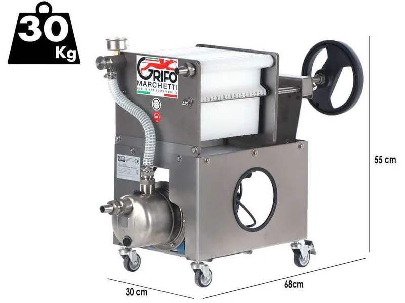 Grifo Professional Inox 20 - Filtre pour vin à plaques - Pompe œnologique pour filtrer le vin