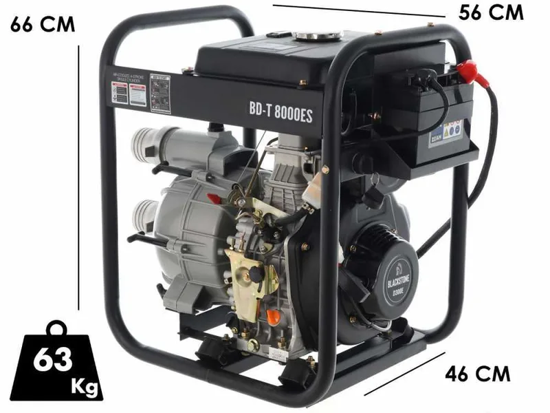 Motopompe diesel Blackstone BD-T 8000ES pour eaux sales avec raccords 80 mm - Euro 5