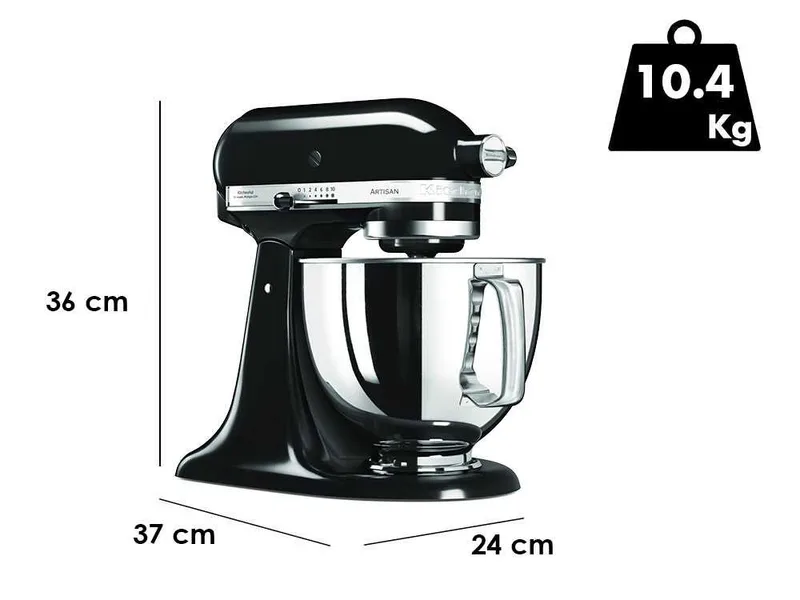 KitchenAid Artisan 5KSM125-EOB Noir Onyx - Batteur mélangeur planétaire à tête relevable