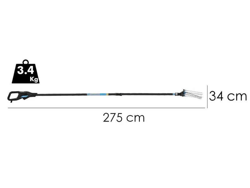 Campagnola Hercules 6 ECO Plug-in - Perche en carbone - 205 - 275 cm - Peigne vibreur électrique à batterie - 21.6V 5Ah