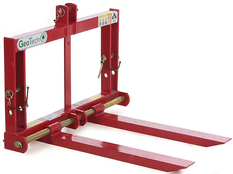 GeoTech D300 - Fourche à palettes pour tracteur - Portepalette postérieure - Capacité de charge 300 Kg