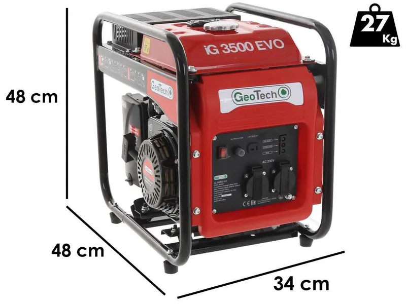 Geotech iG 3500 EVO - Groupe électrogène à inverter 3.5 kW monophasé - Moteur 6.5 CV