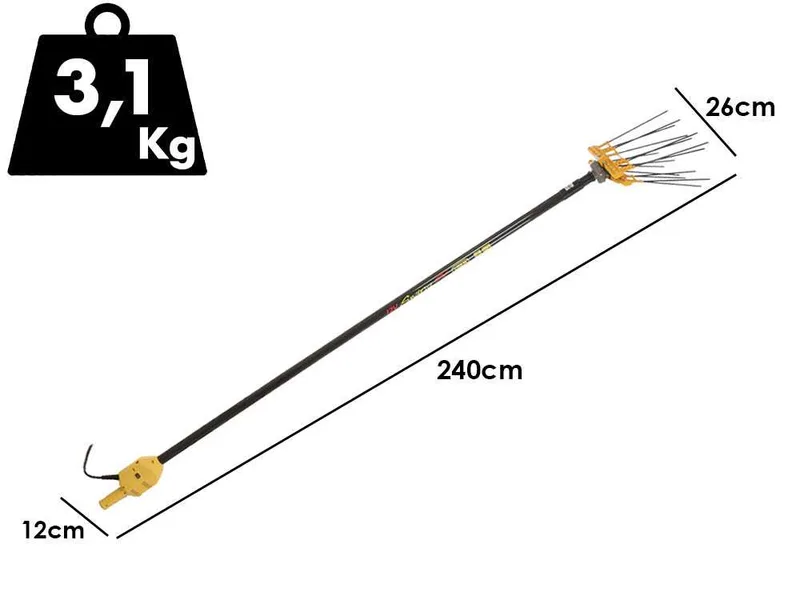 Peigne vibreur électrique à batterie Lisam Swing - Avec 8 + 8 dents en carbone - 240 cm - Perche fixe