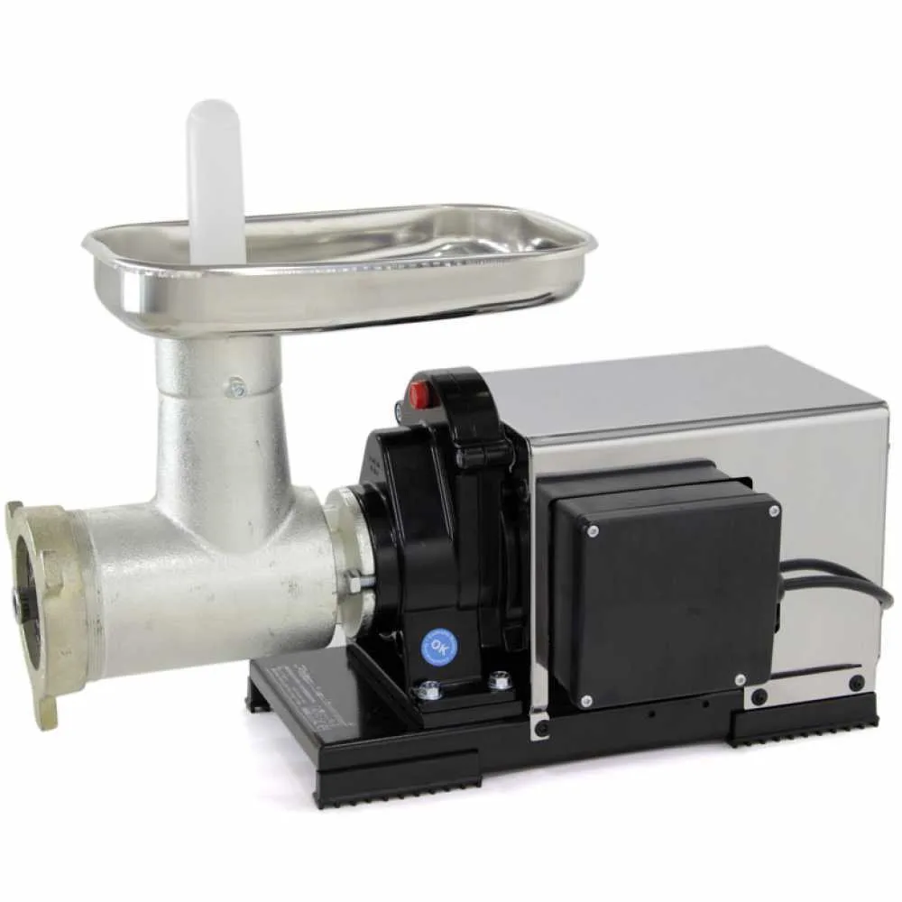Hachoir à viande Reber 9504N INOX - N.32 - Moteur électrique à induction professionnel de 1200W - Motoréducteur standard